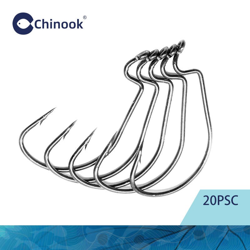 Fishing Hook Barbless - Chinook 20 шт., широкий червячный техасский
