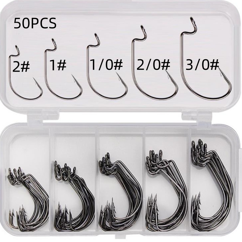 Fishing Hook Box - 50 шт./упак. Рыболовные крючки из высокоуглеродистой