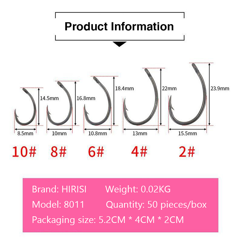 Fishing Hook Box - Новые рыболовные крючки Hirisi, 50 шт.